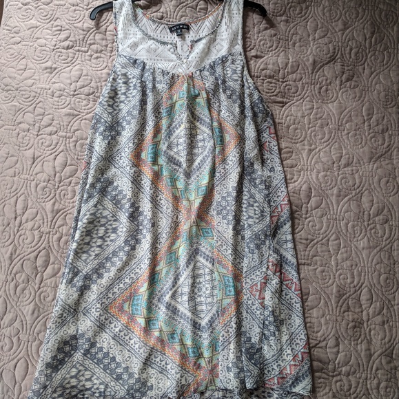 Multi-colored tank dress As U Wish w/ lace neck - Picture 5 of 6